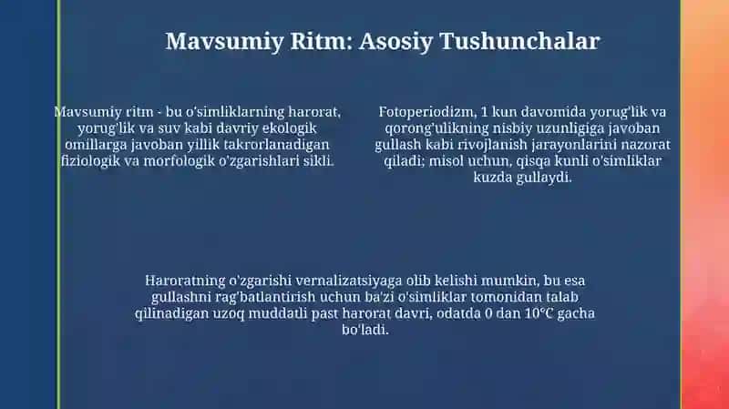 O'simliklarning individual rivojlanishi ontaginez va mavsumiy ritmika 4