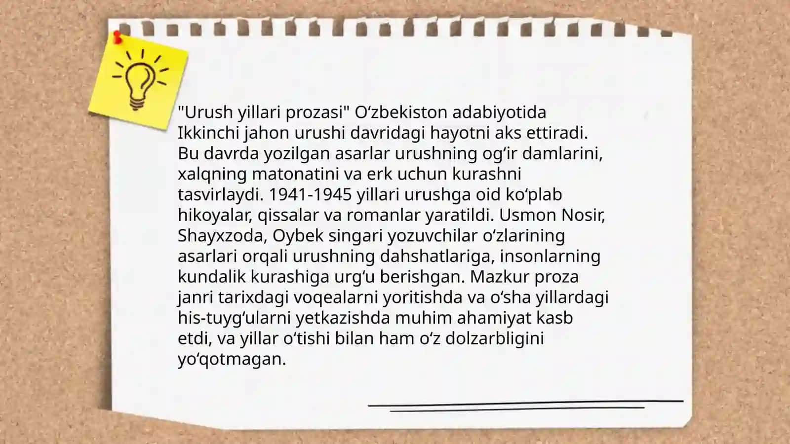 II jahon urushi va urushdan keyingi davr adabiyotini tahlil qilish 4