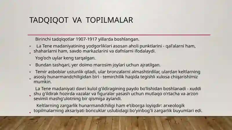 G’arbiy va Markaziy Yevropa arxaik davri arxeologiyasi - Latenmadaniyati 4