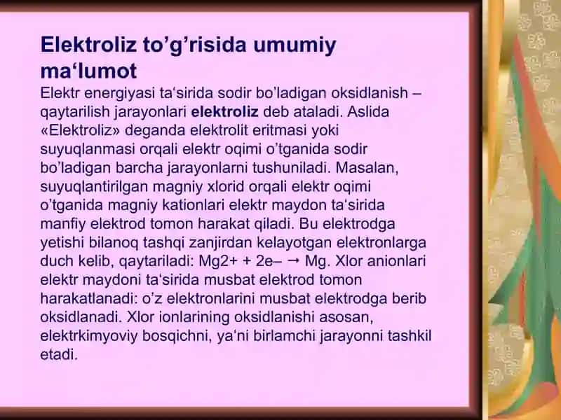 Elektroliz. Elektroliz qonunlari 4