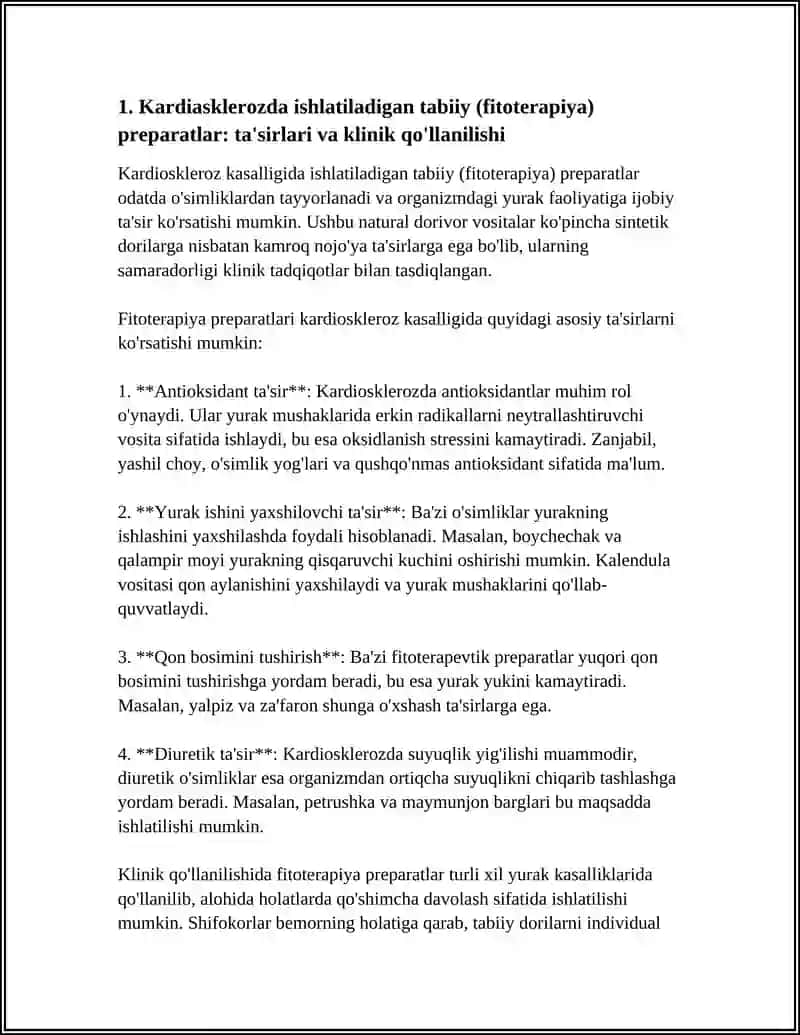 KARDIOSKLEROZ KASALIGIDA ISHLATILADIGON TABBIY VA SINTETIK DORI VOSITALARI 4