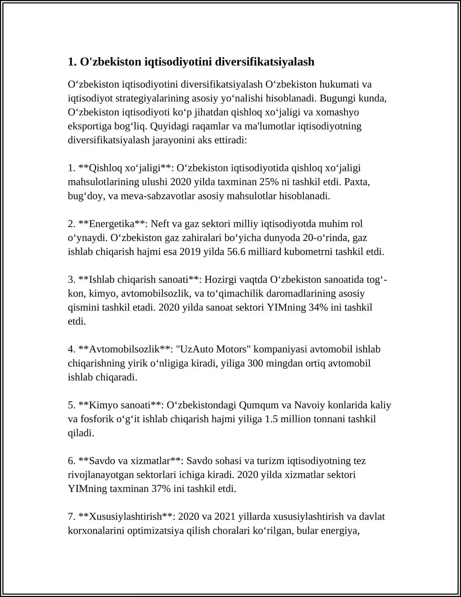 OʻZBEKISTONNING JAHON BOZORIDAGI RAQOBATDOSHLIGINI OSHIRISH VA MAVQEINI MUSTAHKAMLASHGA YOʻNALTIRILGAN ZAMONAVIY TARMOQLAR VA ISHLAB CHIQARISH SOHALARINI JADAL RIVOJLANTIRISH SIYOSATINI DAVOM ETTIRISH 4