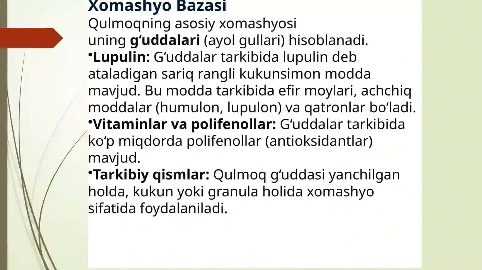 Oddiy qulmoq TABIIY ZAXIRASI VA XOM ASHYOSI 4