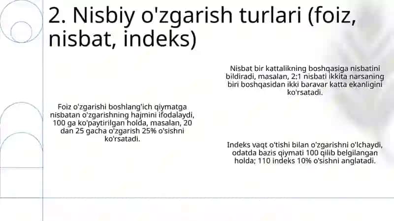 Nisbiy Qiymatlar Asoslari va Hisoblash Usullari 4