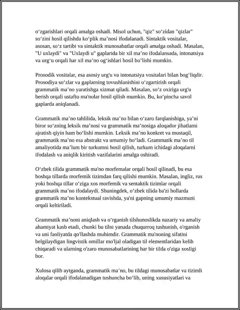 GRAMMATIK MA'NO VA GRAMMATIK SHAKL.ULARNING IFODALANISH VOSITALARI HAMDA USULLARI 4