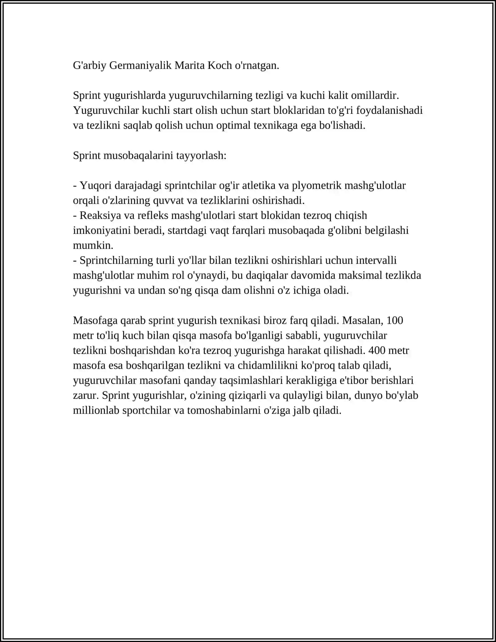 YENGIL ATLETIKA BOLIMLARI VA ULARNING TURKUMLANISHI 4