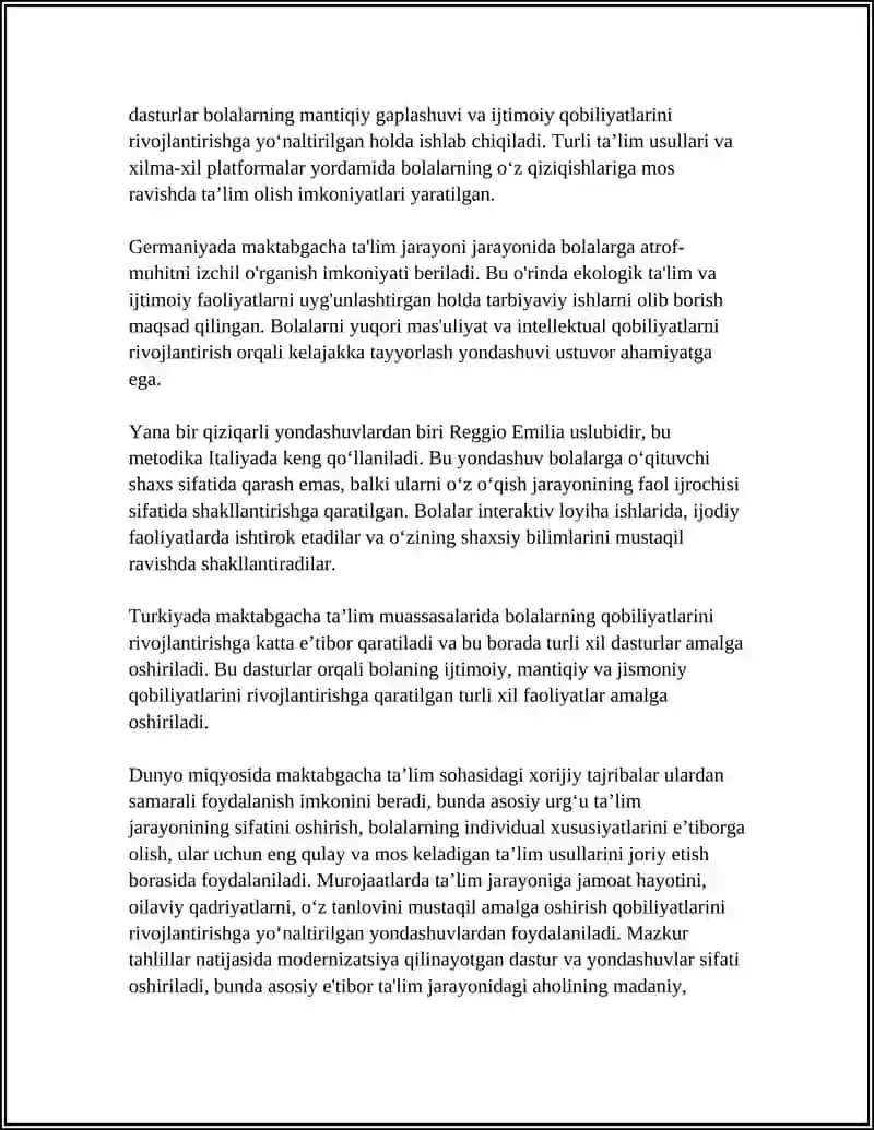 MAKTABGACHA TA’LIM SOHASIDA XORIJIY TAJRIBALARNING QIYOSIY TAHLILI 4