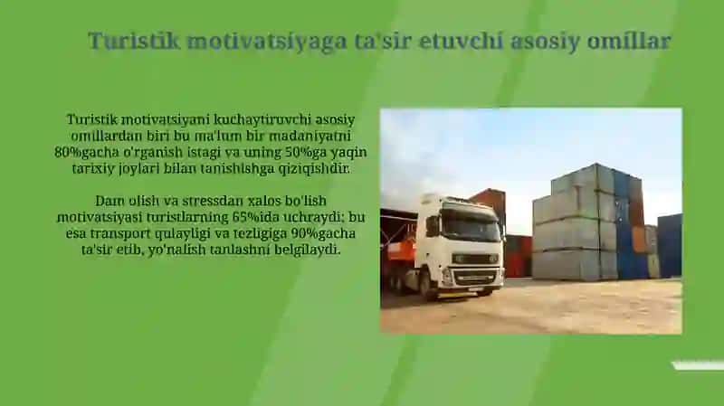 Transport va tashish xizmatlari tub o'zgarishlar va bevisita tourist motiviga ta'siri 4