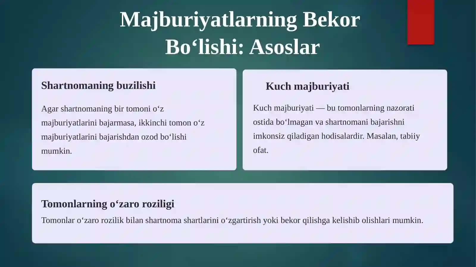 Majburiyatlarning bekor boʻlishi 4