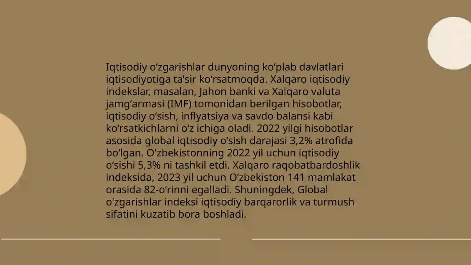Yangi Oʻzbekistonda ijtimoiy-siyosiy iqtisodiy va madaniy hayotda roʻy berayotgan oʻzgarishlarning xalqaro reyting va indekslarda aks etishi 4