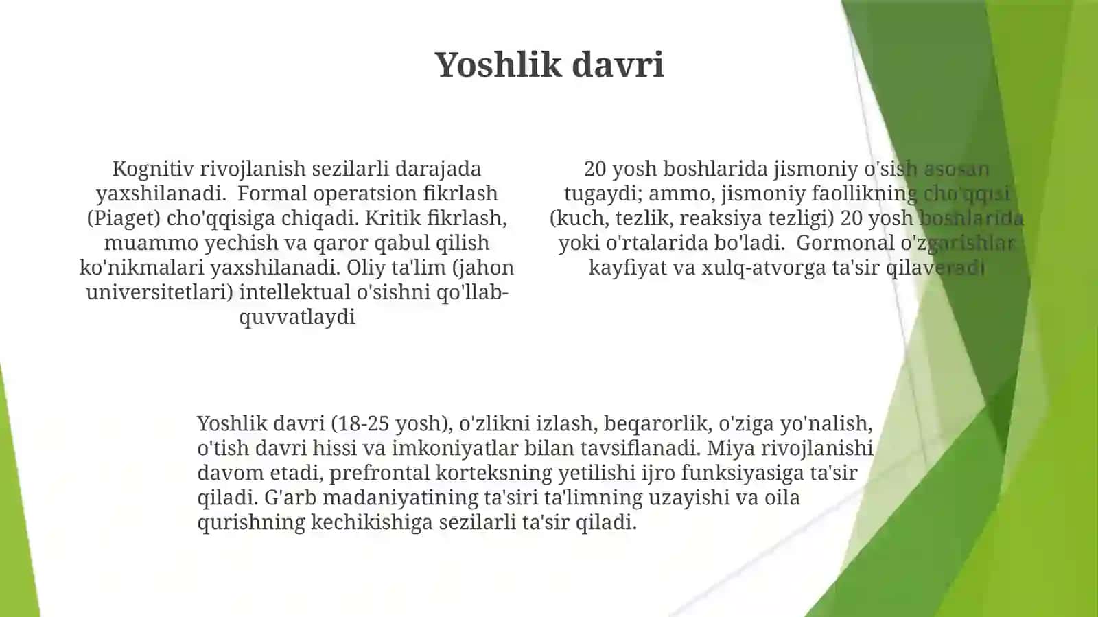 Inson organizmining o'sishi va rivojlanishi 4