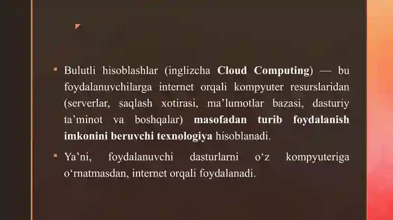 BULUTLI HISOBLASHLAR (CLOUD COMPYUTING) VA ULARNING ASOSIY TUSHUNCHALARI 4