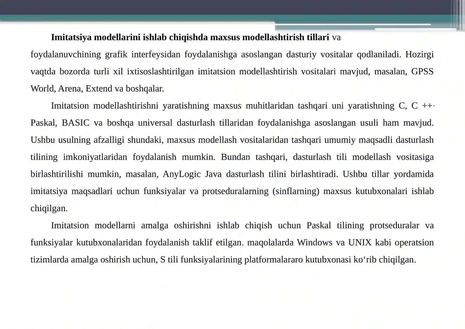 Modeldagiasosiyobyektlar, CloudSimplatformasi, CDOSimsimulyatori 4