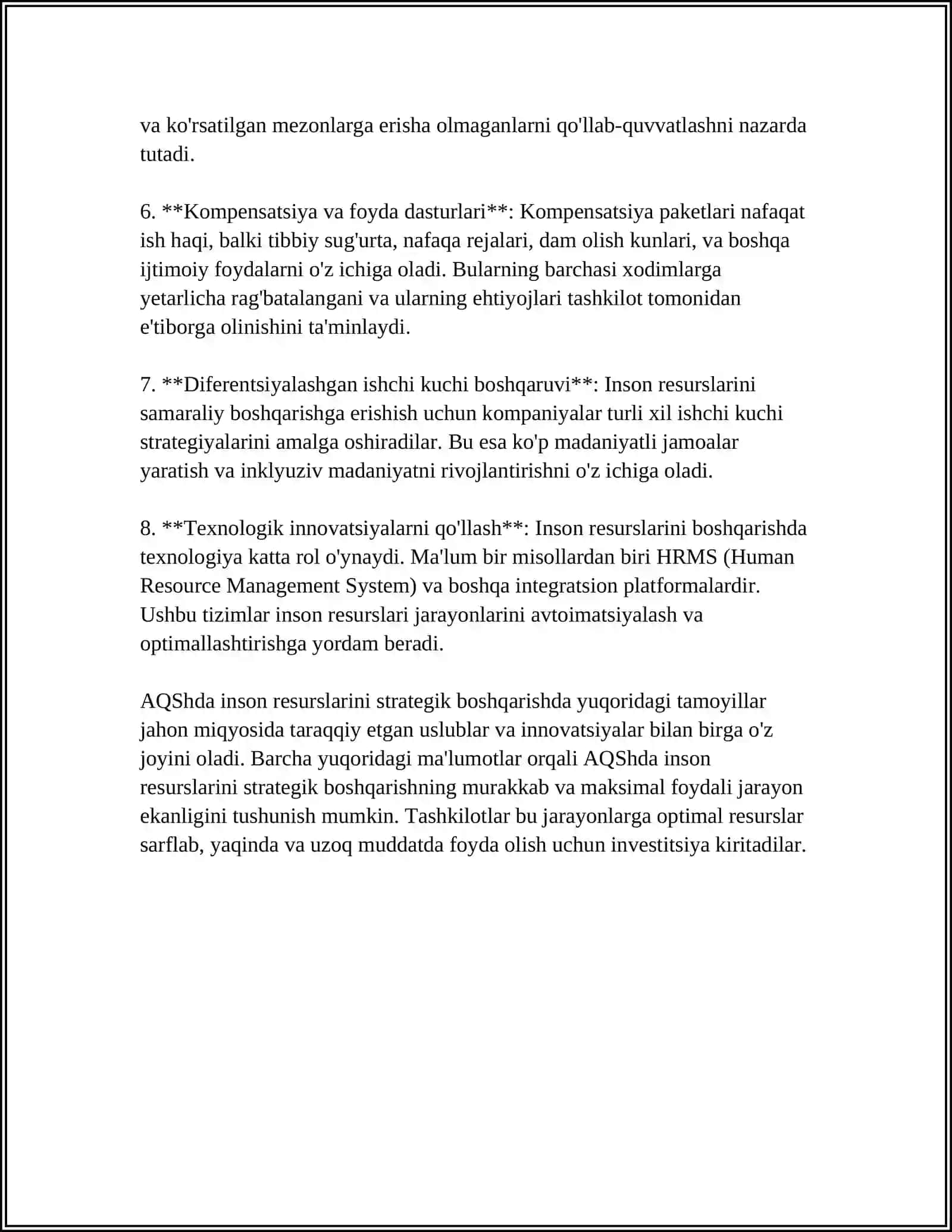INSON RESURSLARINI BOSHQARISHNING XORIJIY TAJRIBALARI VA UNDAN OʻZBEKISTONDA IJODIY FOYDALANISH IMKONIYATLARI AQSH DAVLATI KORXONALARI MISOLIDA 4