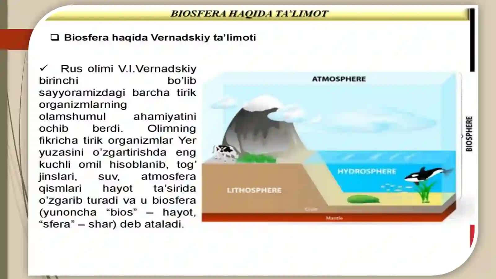 Molekulyar ekologiya va uning biosfera ta’limotidagi o’ni 4