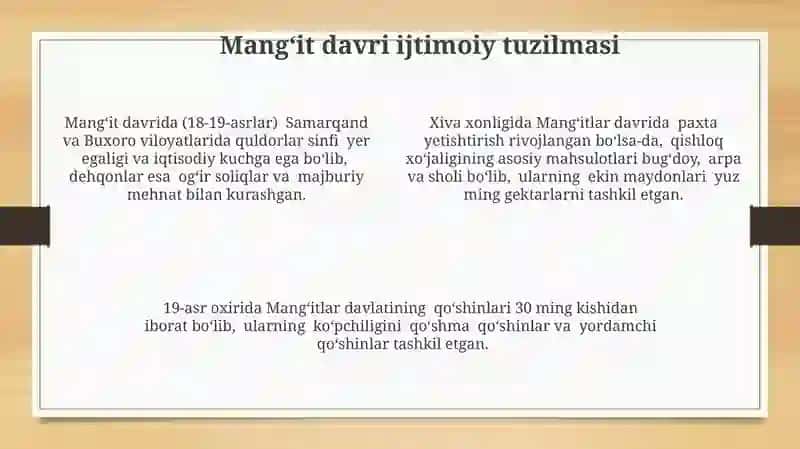 Mang'itlar davrida ijtimoiy-iqtisodiy hayot 4