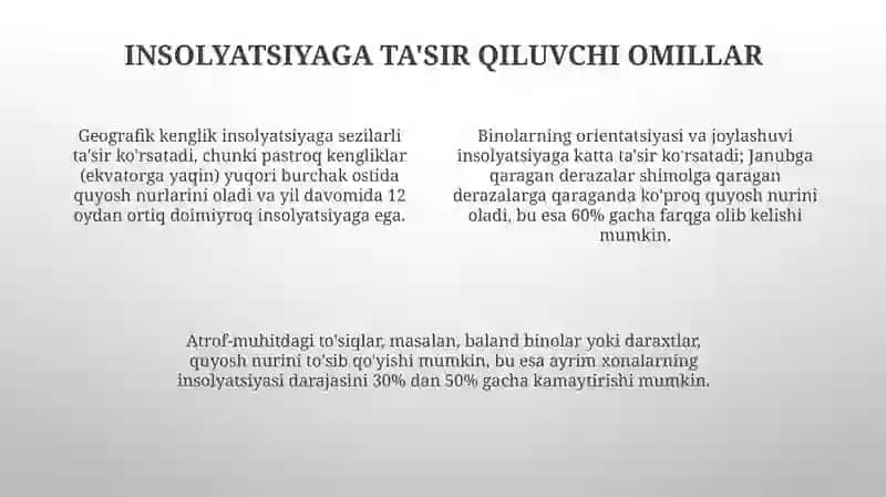 Xonalarning insolyatsiyasi haqida tushuncha, uning ahamiyati 4