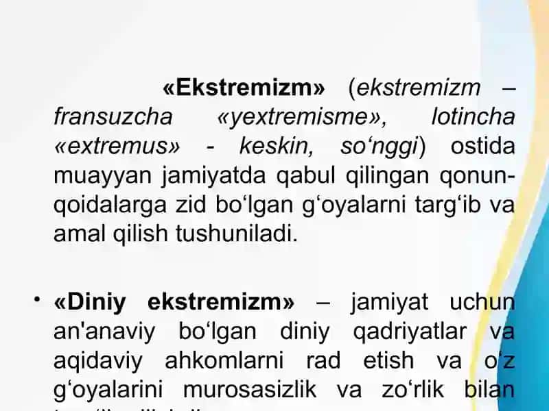 DINIY FANATIZM, EKSTREMIZM, FUNDAMENTALIZM, TERRORIZMNING TARIXI VA ULARNING HOZIRGI DAVRDA XAVFSIZLIKGA TAHDIDI 4