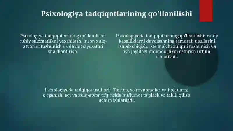Psixologiya fanining tadqiqot metodlari 4