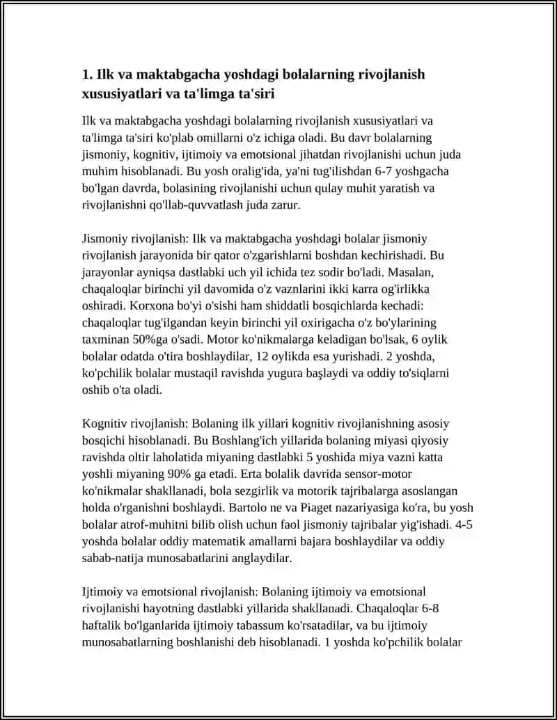 ILK VA MAKTABGACHA YOSHDAGI BOLALARGA TA'LIM BERISHNING O'ZIGA HOSLIGI 4