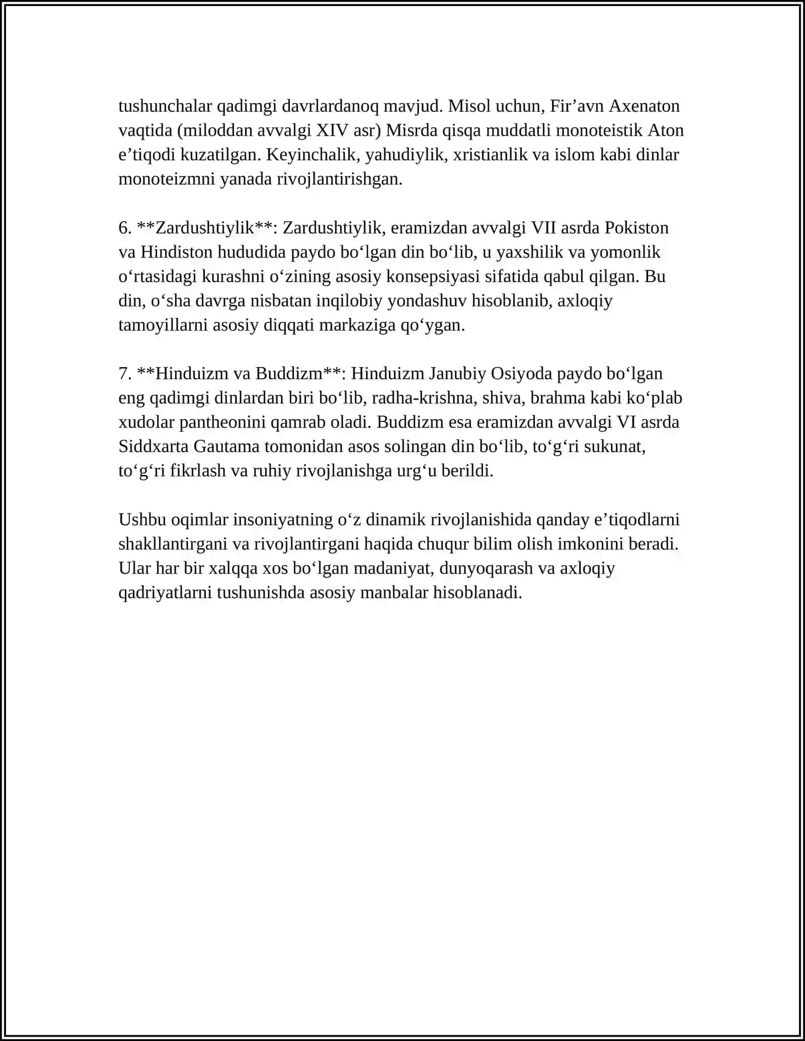 BERUNIYNING "O'TMISH XALQLARDAN QOLGAN YODGORLIKLAR" KITOBIDAN ISLOMDAN OLDINGI DINIY OQIMLARGA QARASHLARI 4