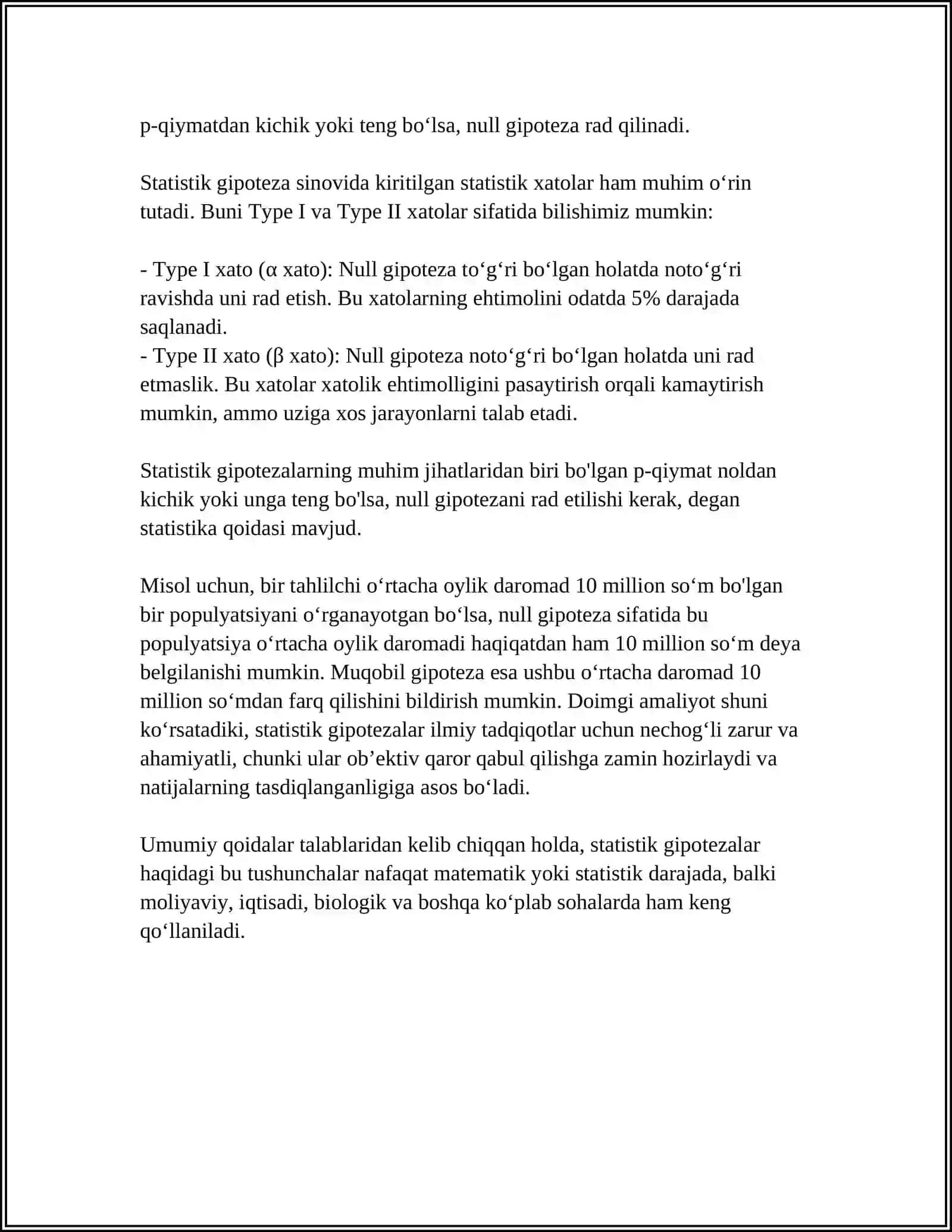 GIPOTEZLARNI STATISTIK TEKSHIRISH ASOSLARI 4