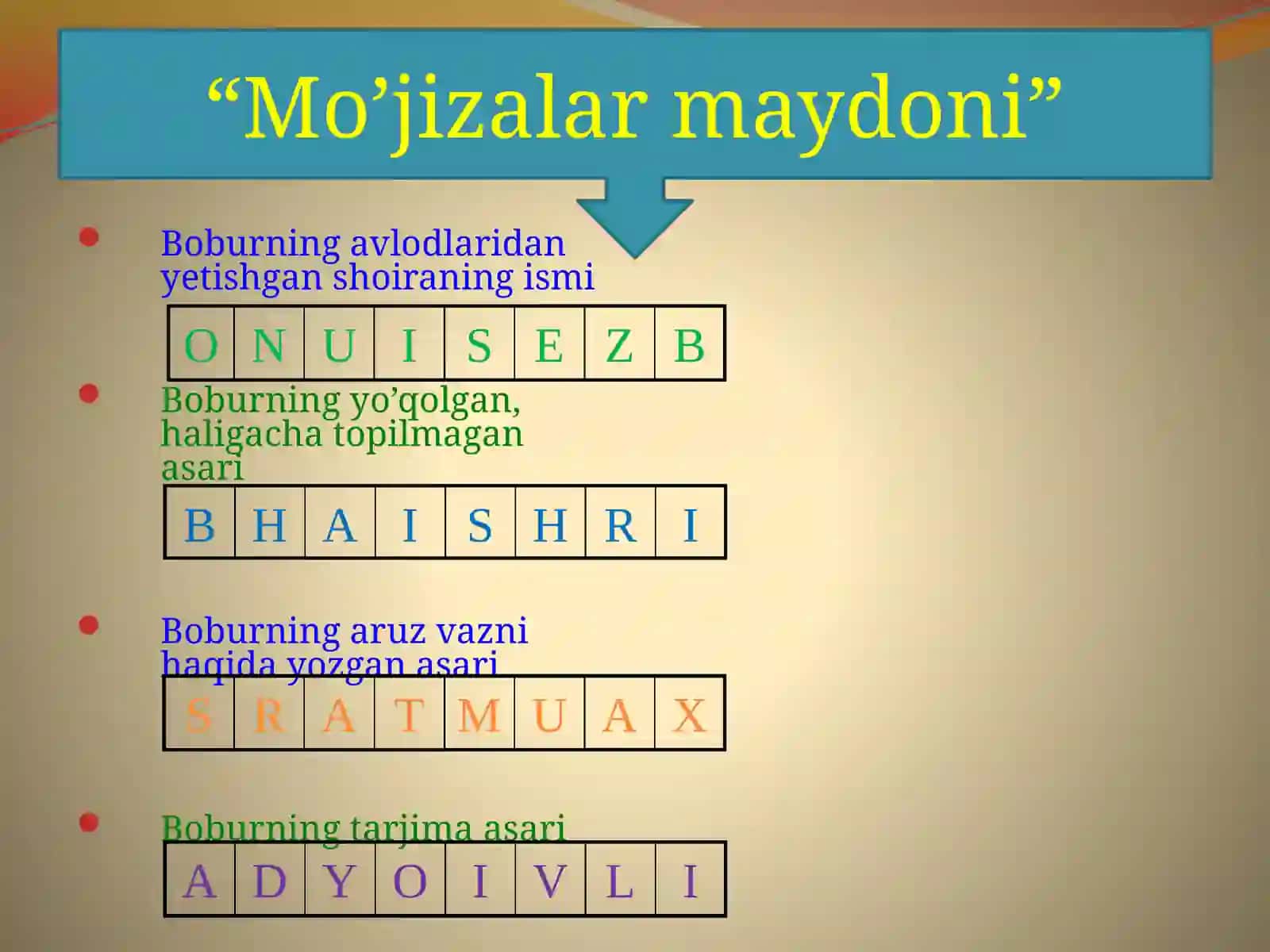 ZAHIRIDDIN MUHAMMAD BOBURNING ”BOBURNOMA” ASARINI O’RGANISH USULLARI 4