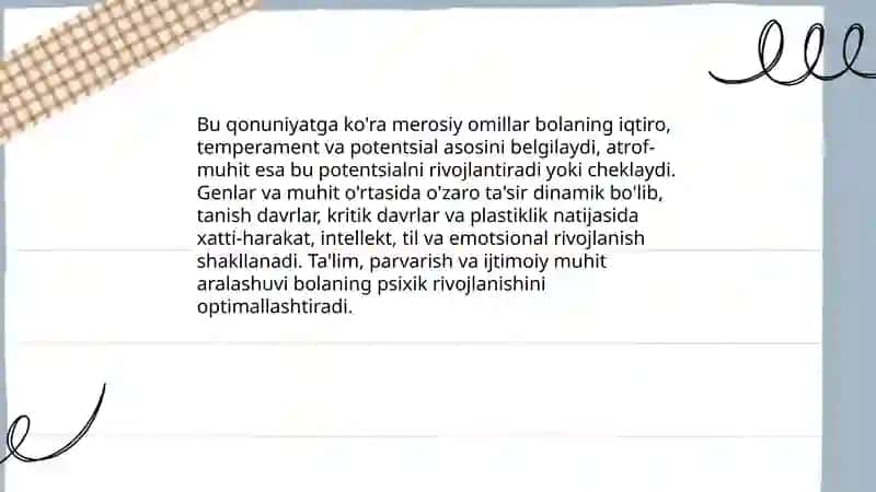 Bola psixik rivojlanishining asosiy qonuniyatlari 4