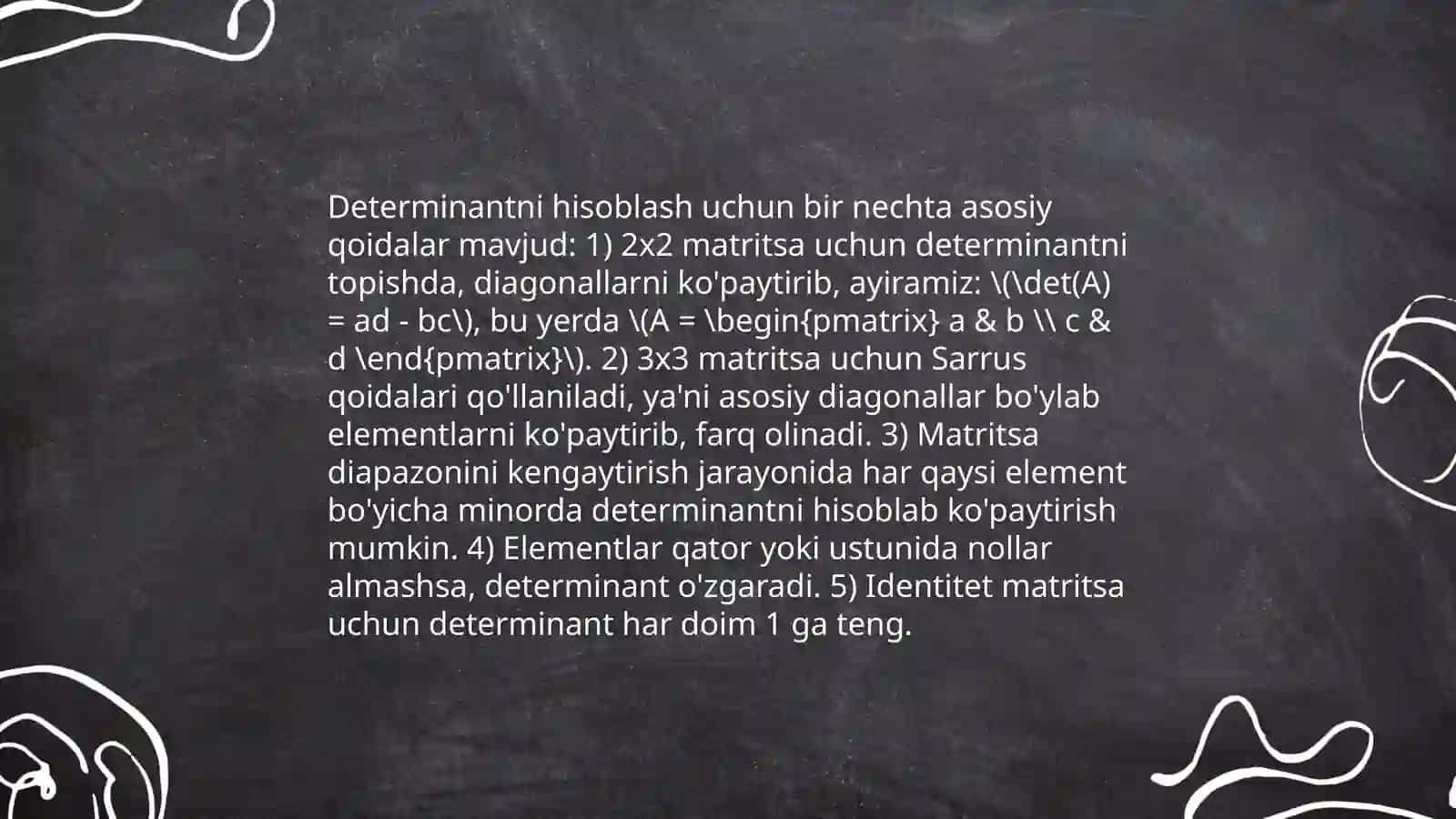 Determinantlar nazariyasi 4