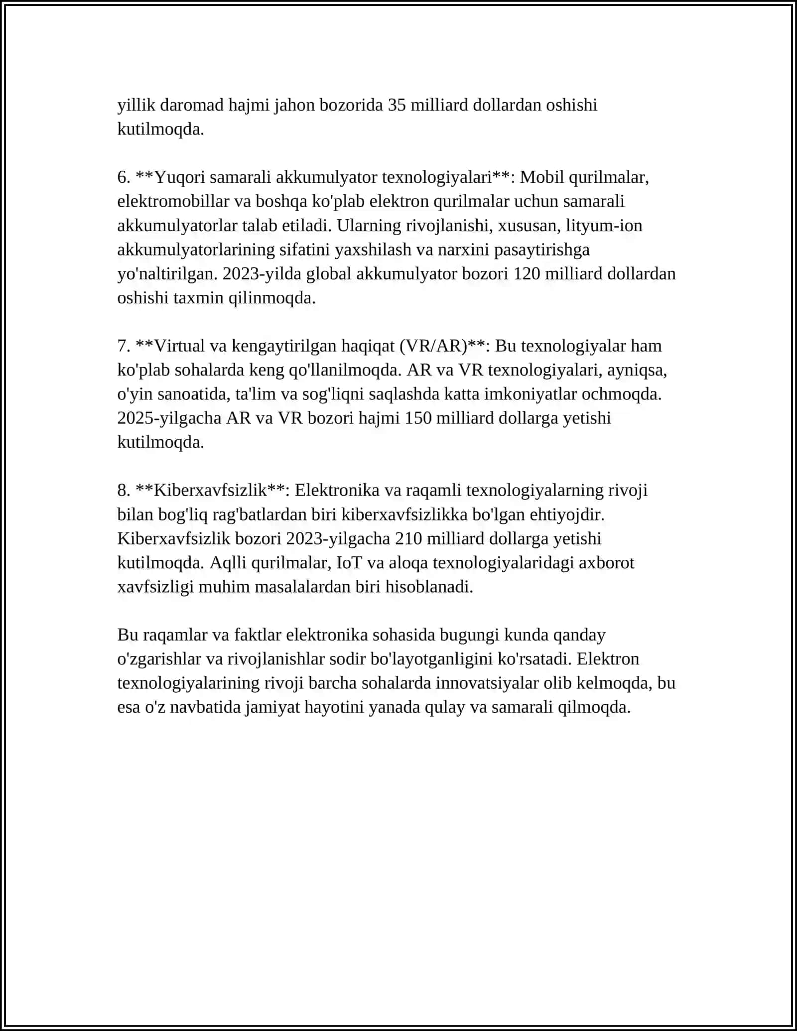 ELEKTRONIKANING BUGUNGI KUNDAGI AXVOLI VA ASOSIY RIVOJLANISH YО‘NALISHLARI. STABLITRON, VARIKAP VA TUNNEL DIODLAR ULARNING ISHLATILISHI 4