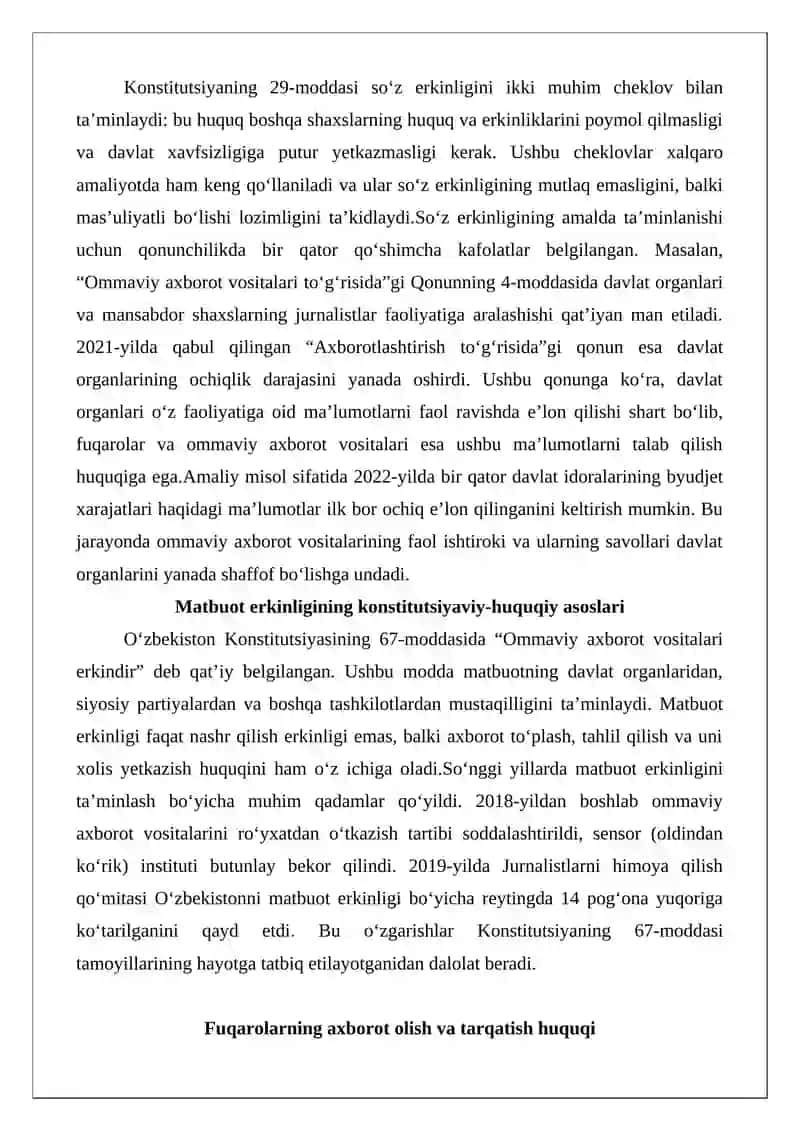 Ommaviy axborot vositalari faoliyatining huquqiy asoslari 4