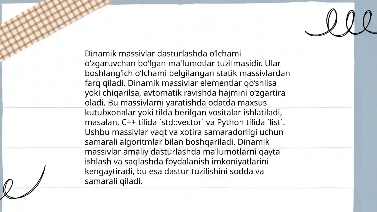 Statik va dinamik massivlar 4