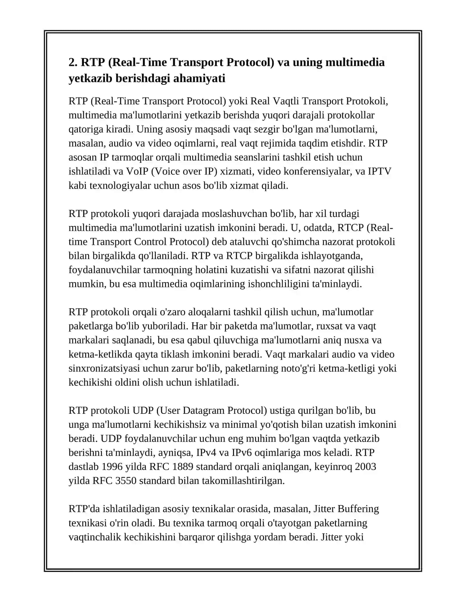 MULTIMEDIA ALOQA TARMOQLARINING YUQORI DARAJALI PROTOKOLLARI 4