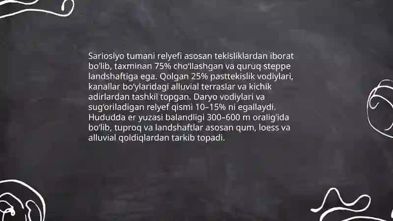Sariosiyo tumani tabiiy geografiyasi 4