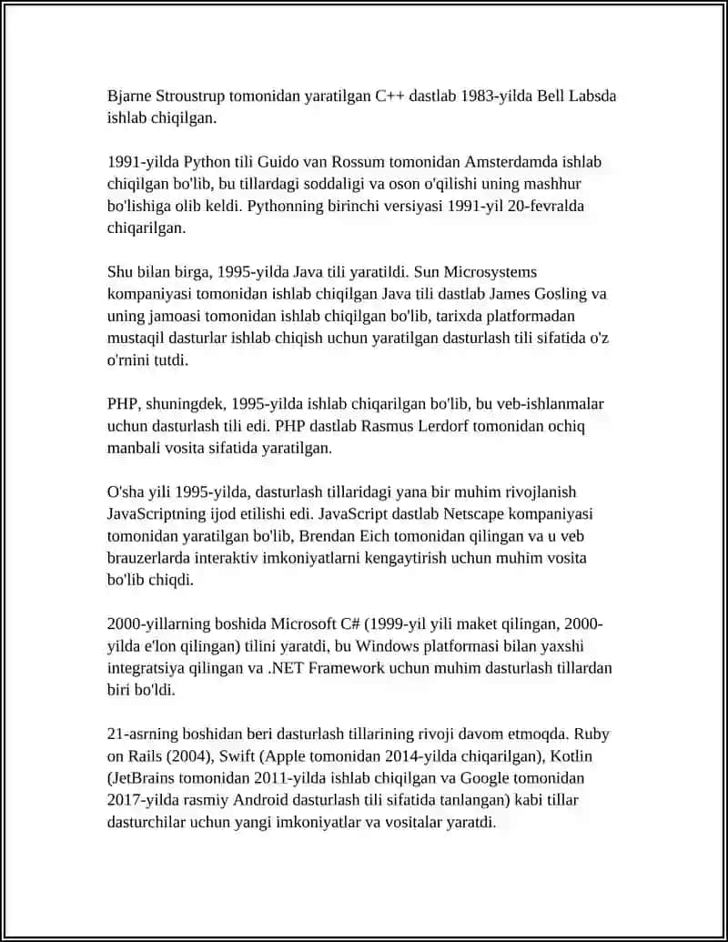 ZAMONAVIY DASTURLASH TILLARINING TAHLILI 4