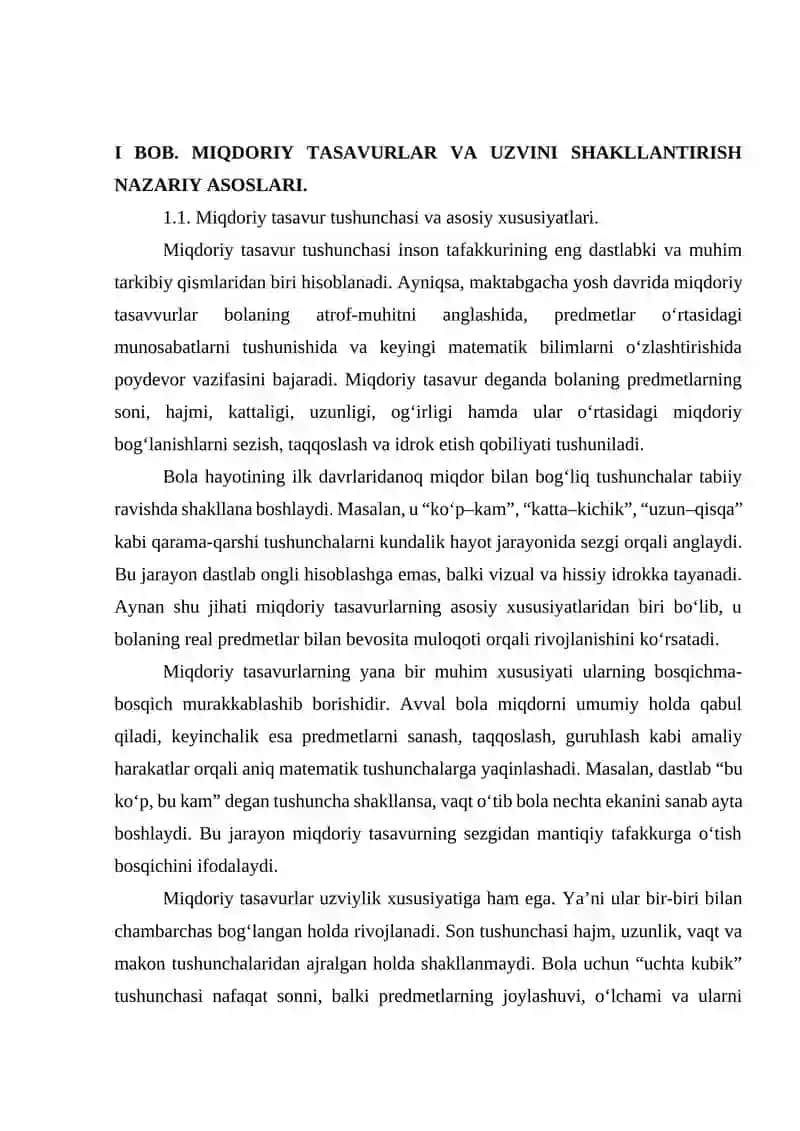 BOLA HAYOTINING UCHINCHI VA TO‘RTINCHI YILIDA MIQDORIY TASAVURLARINI SHAKLLANTIRISH METODIKASI 4