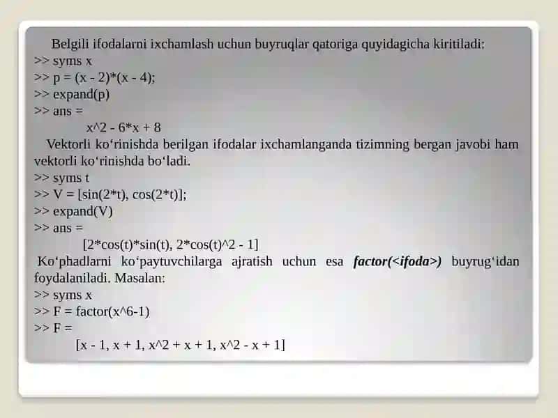 MATLAB dasturidan muhandislik masalalarida foydalanish 4