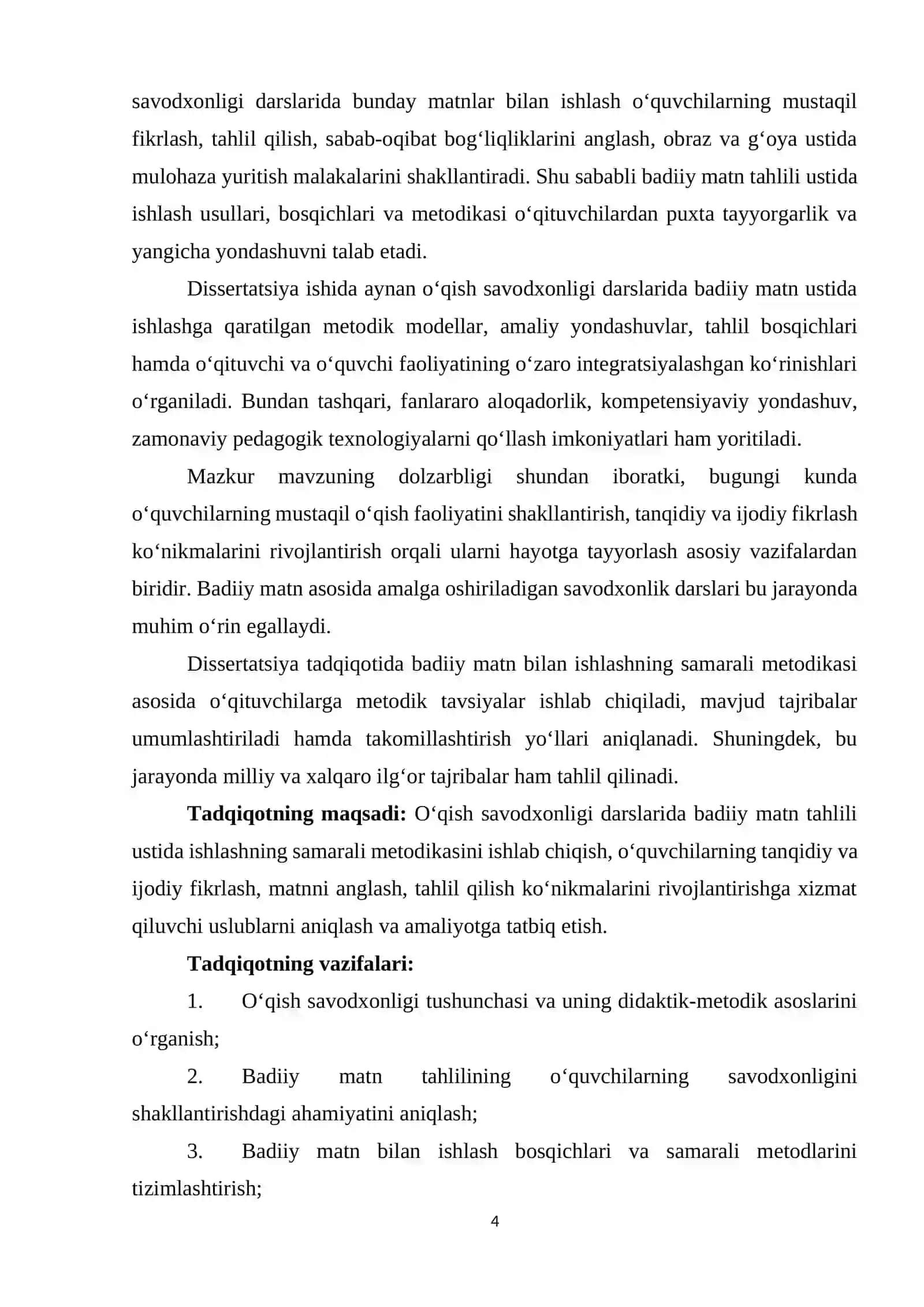 O‘QISH SAVODXONLIGI DARSLARIDA BADIIY MATN TAHLILI USTIDA ISHLASH METODIKASI 4