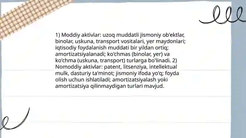 Asоsiy kаpitаl tasnifi, baholash va amortizatsiya ajratmalarini hisoblashusullari 4