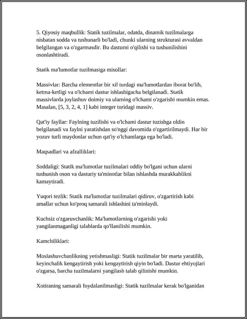 STATIK MALUMOTLAR TUZILMASI 4