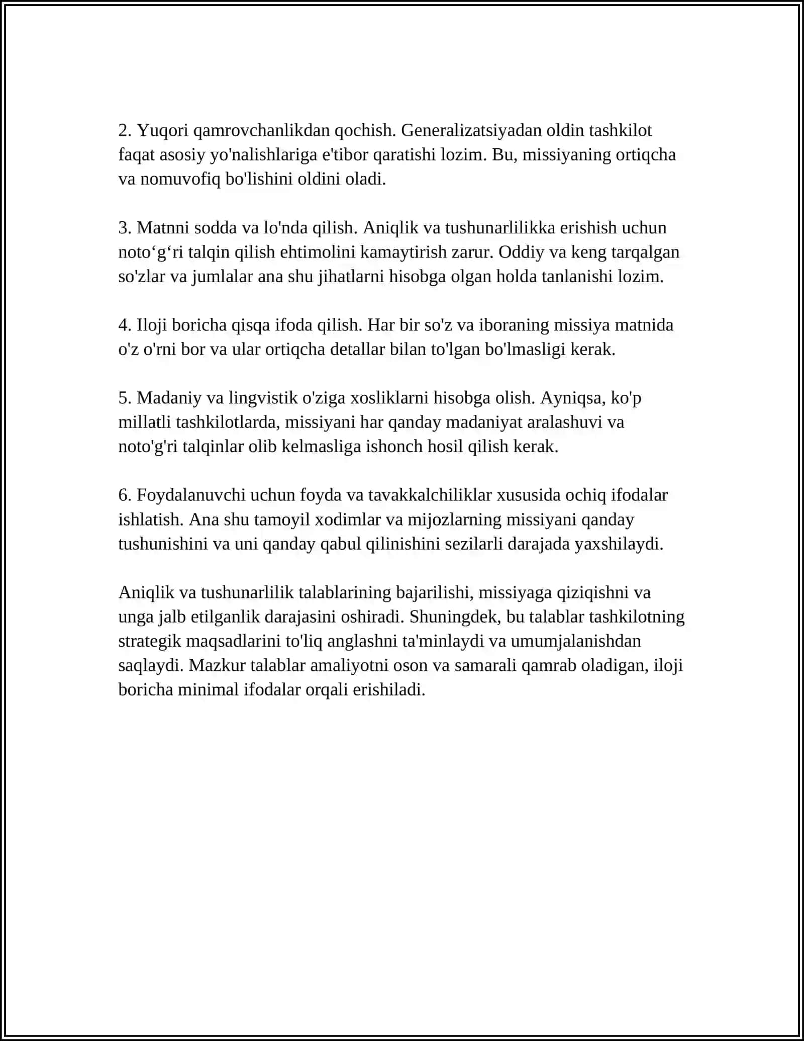 MISSIYANI IFODALASHGA QO'YILADIGAN TALABLAR 4