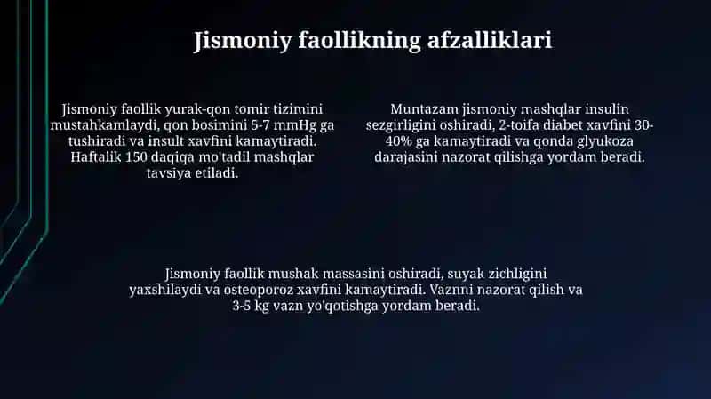 Bemorlarda soĝlom turmush tarzini shakillantirish 4