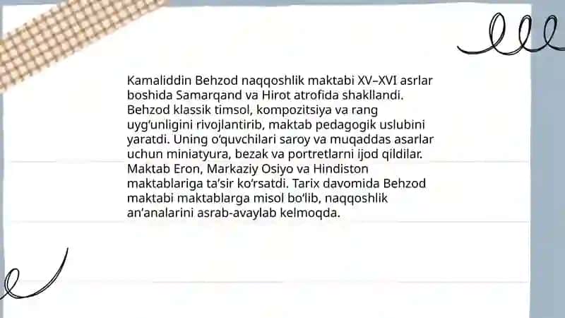 K Behzod va uning naqqoshlik maktabi 4