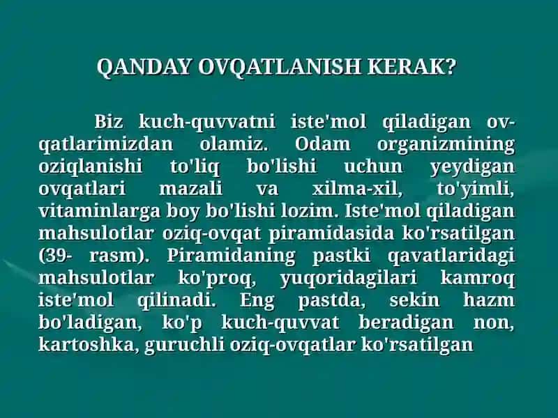 Ovqatlanish kerak 4