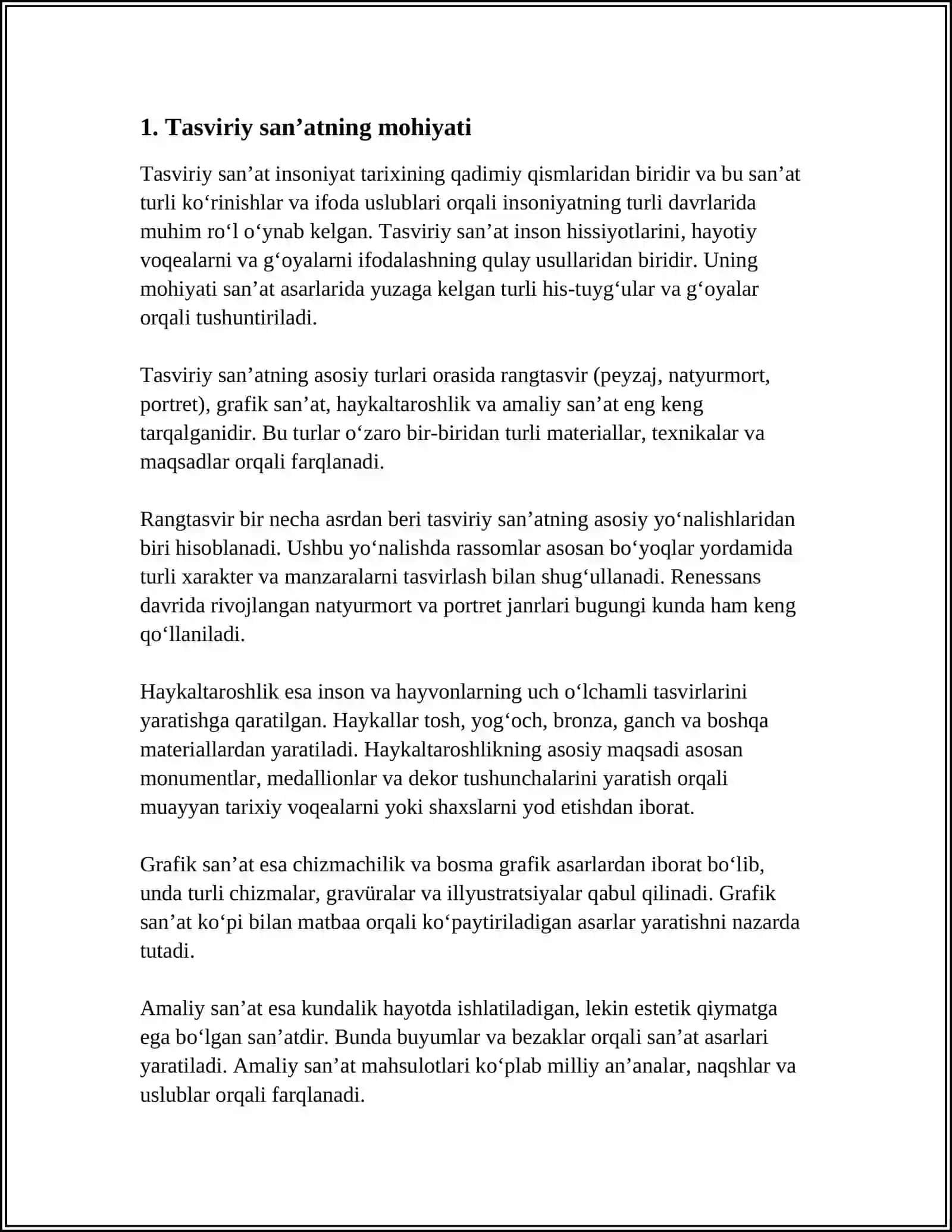 TASVIRIY SANʼATNING TUR VA JANRLARI 4