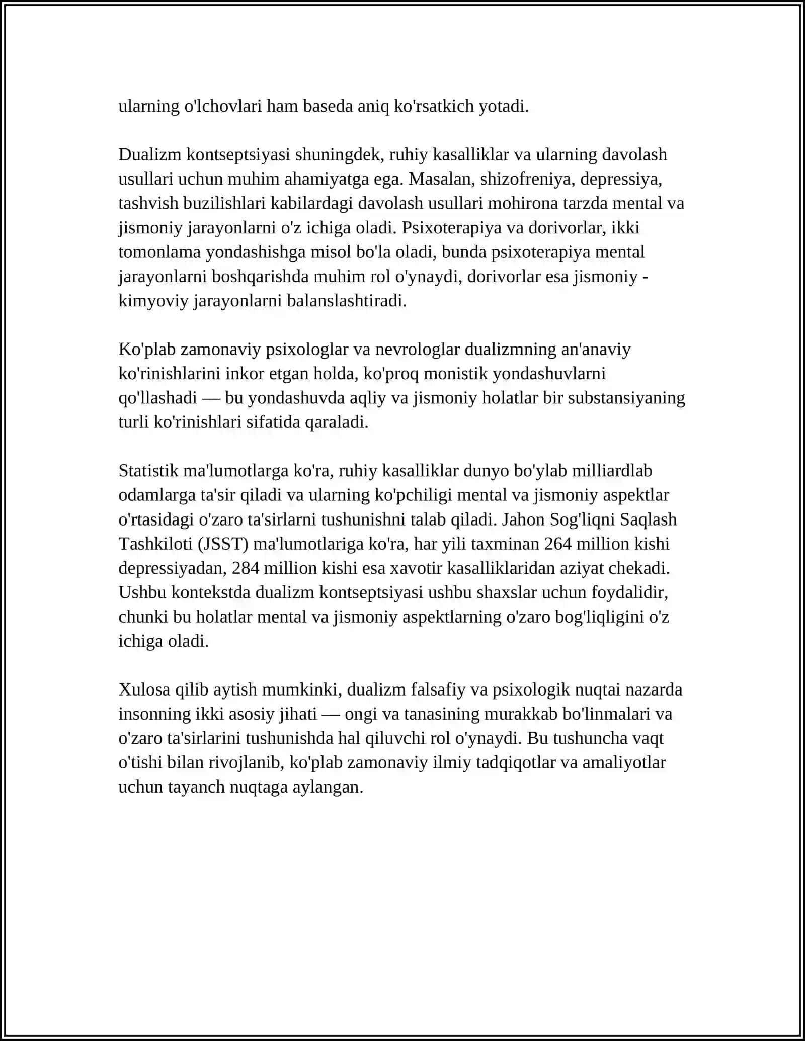 INSONNI TUSHUNUSHGA DUALIZM VA MONIZM NUQTAI NAZARIDAN YONDASHUV 4