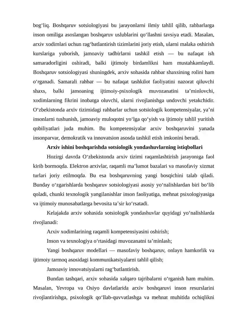 Oʻzbekistonda arxiv ishini boshqarishda boshqaruv sotsiologiyasi 4