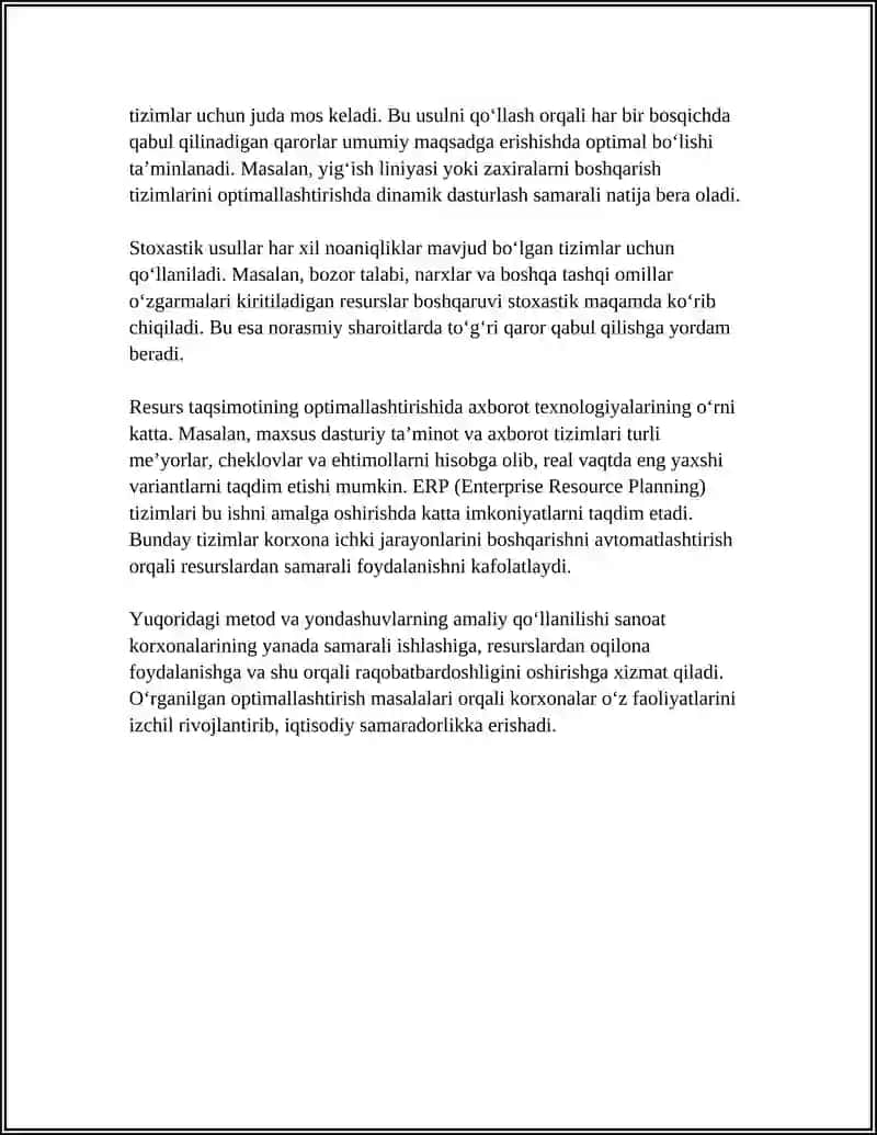 SOHADAGI IQTISODIY TIZIMLARNI IFODALOVCHI MUHANDISLIK MASALALARINI YECHING 4