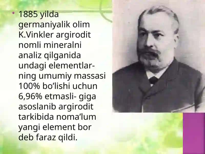 Germaniy, qalay, qo’rg’oshin elementlarining muhim birikmalari 4