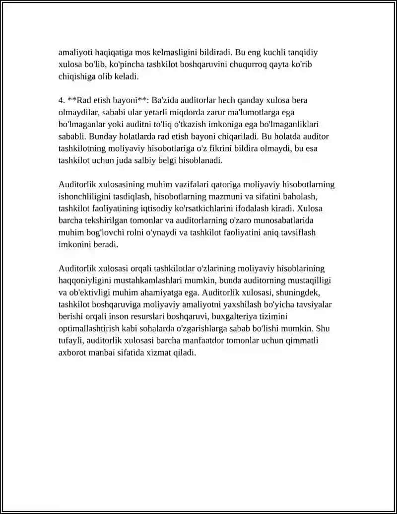 AUDITORLIK XULOSASI VA UNING TURLARI 4
